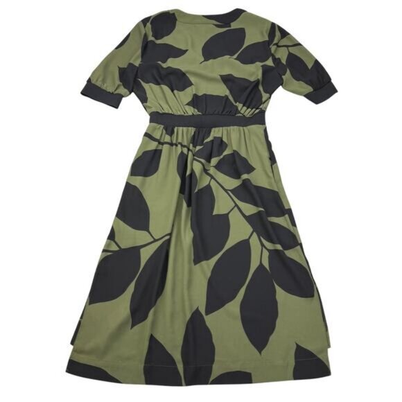 TED BAKER Telavee Maple Swirl Zip Front Dress In Khaki Size 4 - Picture 11 of 12